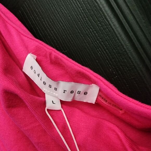 Endless Rose Sz. L New Fuchsia Shirred One Shoulder Bodysuit - Picture 8 of 13